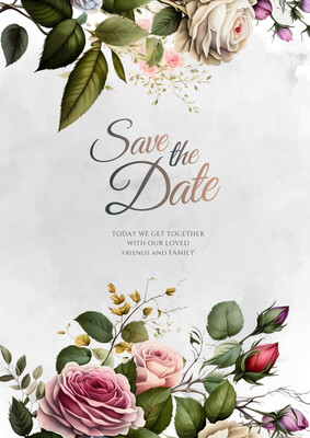 Cartoon Watercolor Oil Painting Flowers Plants Romantic Wedding Invitation Premium Template