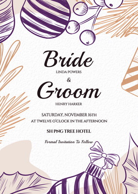 Purple Fashion Fluid Happy Wedding Invitation Premium Template
