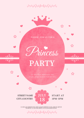 Pink Princess Birthday Party Invitation Premium Template