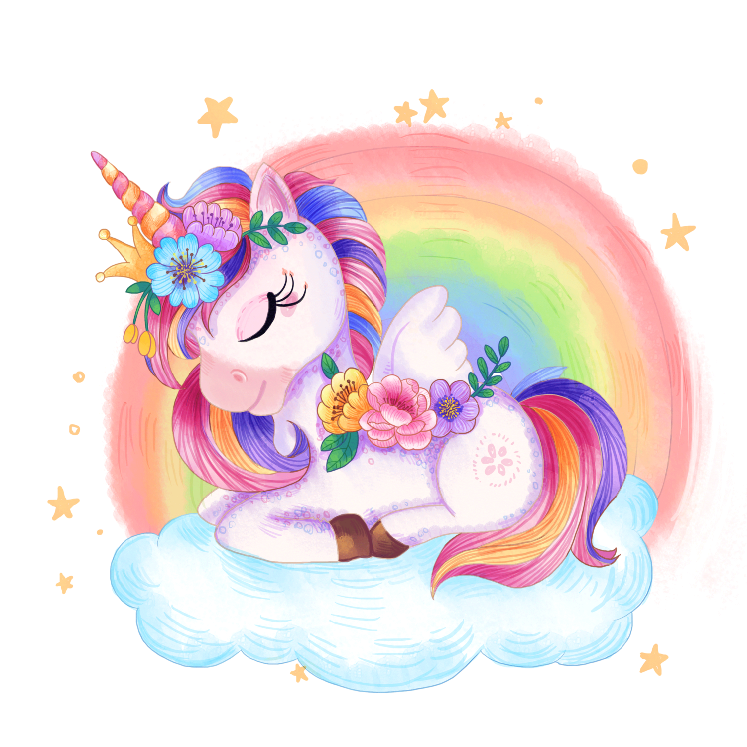 Cute Unicorn Playing With Balloons PNG Picture