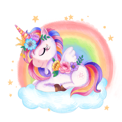 Cute Unicorn Playing With Balloons PNG Picture