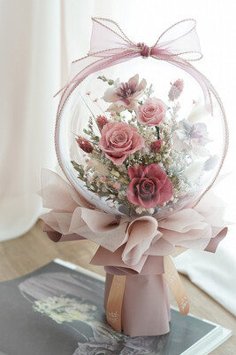 Fresh Flowers In Dome Bouquet