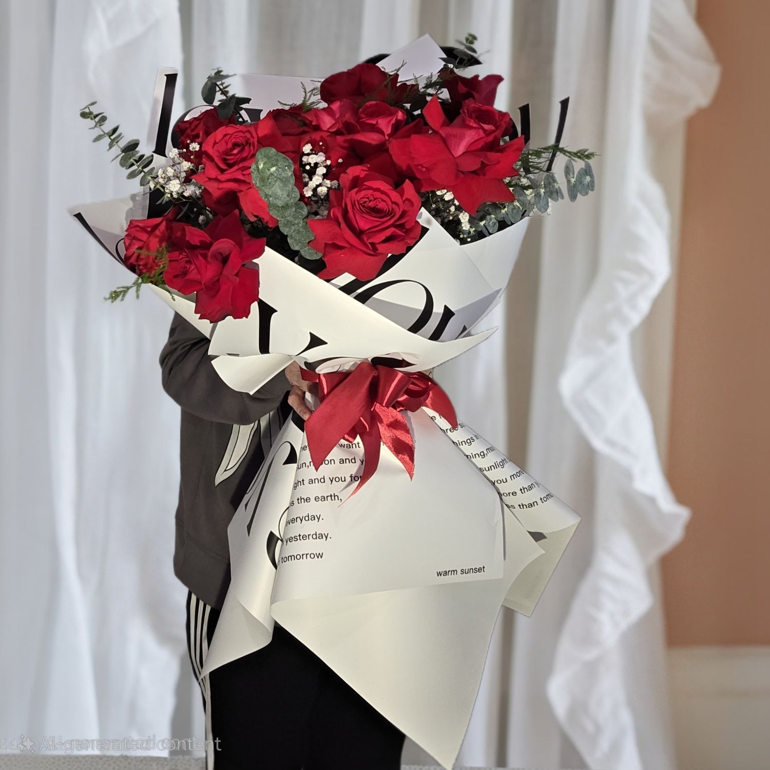 Elegant White &amp; Red Rose Bouquet – The Perfect Gift!