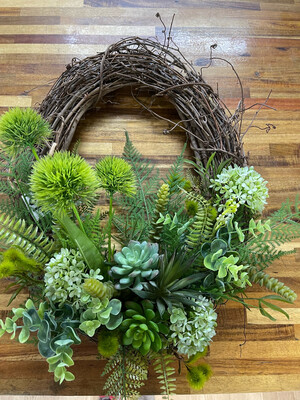 Succulent and Fern Wreath