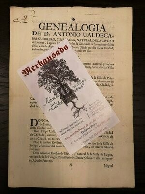 Documento Año 1750 aprox. Genealogía