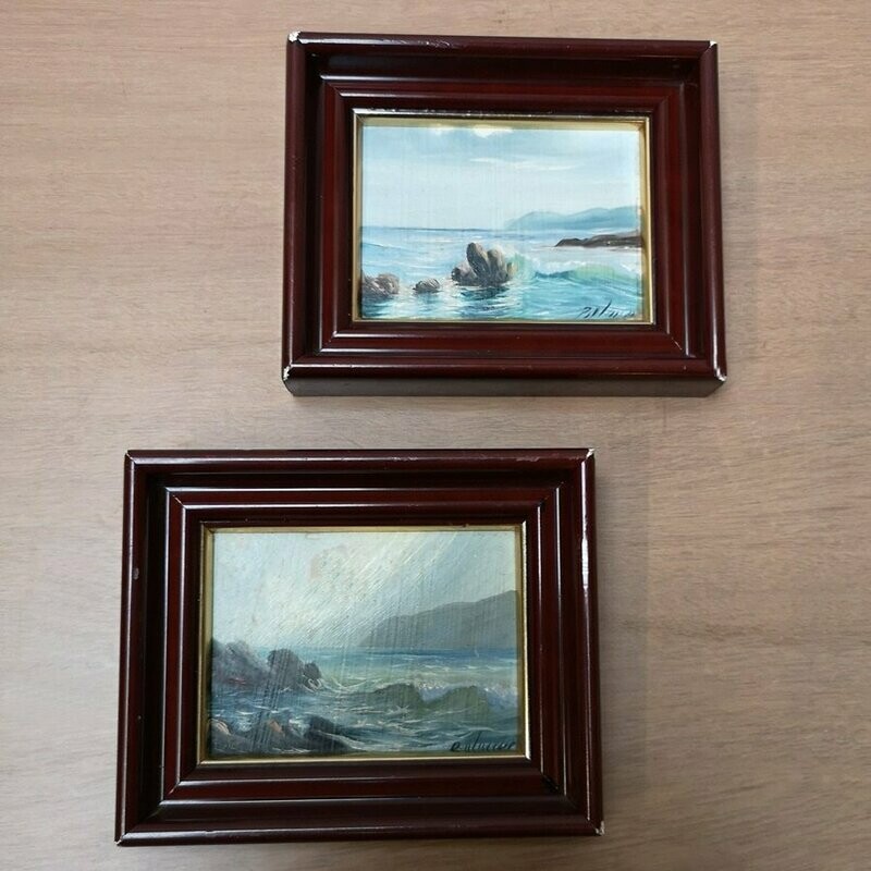 Pareja de Dos Marinas Pintadas a Óleo
