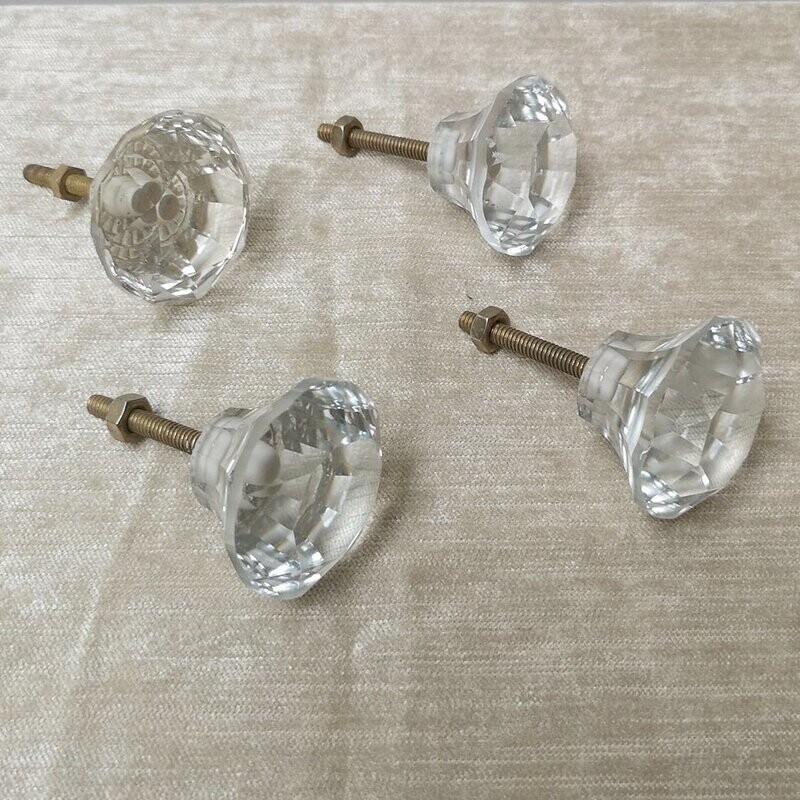Lote 4 Tiradores de Cristal Transparente