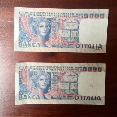 Dos Billetes de 50.000 Liras