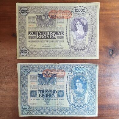 Dos Billetes del Imperio Austrohúngaro