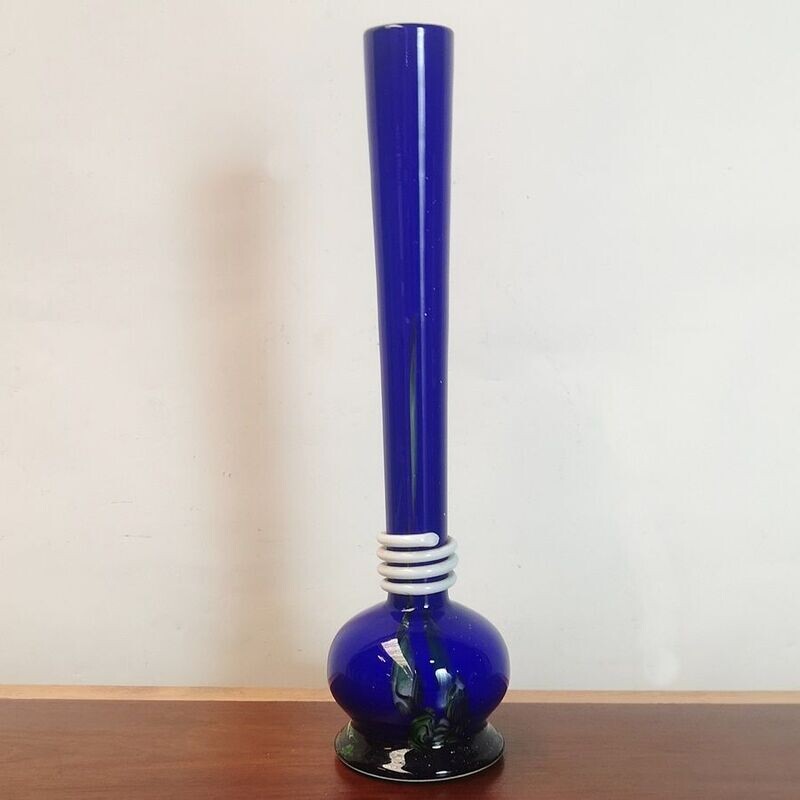 Florero de Cristal Azul Cobalto Florero de Cristal Azul Cobalto