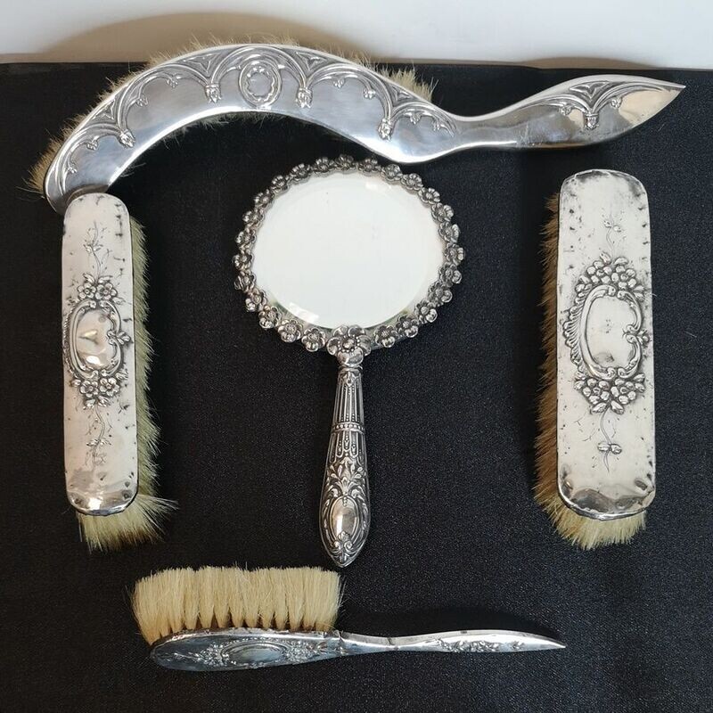 Antiguo Juego Tocador de Plata