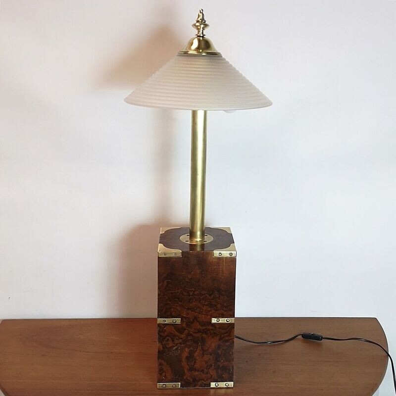 Lámpara de Sobremesa con Base de Madera