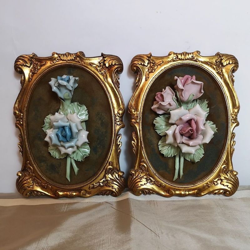 Pareja Flores de Porcelana Capodimonte