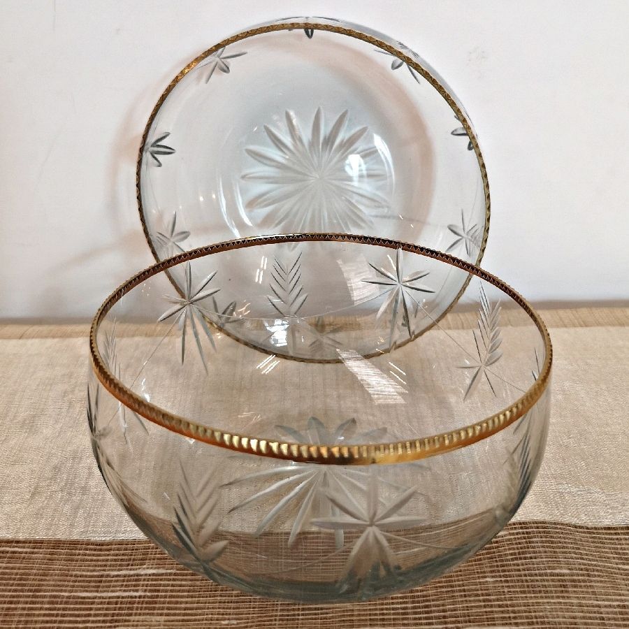 Par de Cuencos de Cristal Tallado