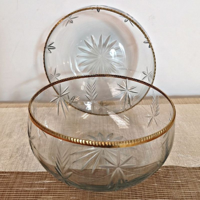 Par de Cuencos de Cristal Tallado