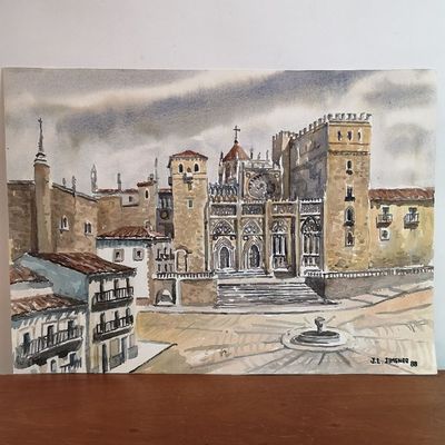 Acuarela del Real Monasterio de Nuestra Señora de Guadalupe