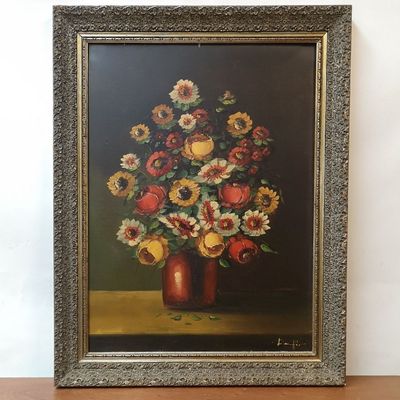 Bodegón de Flores, Óleo Sobre Lienzo