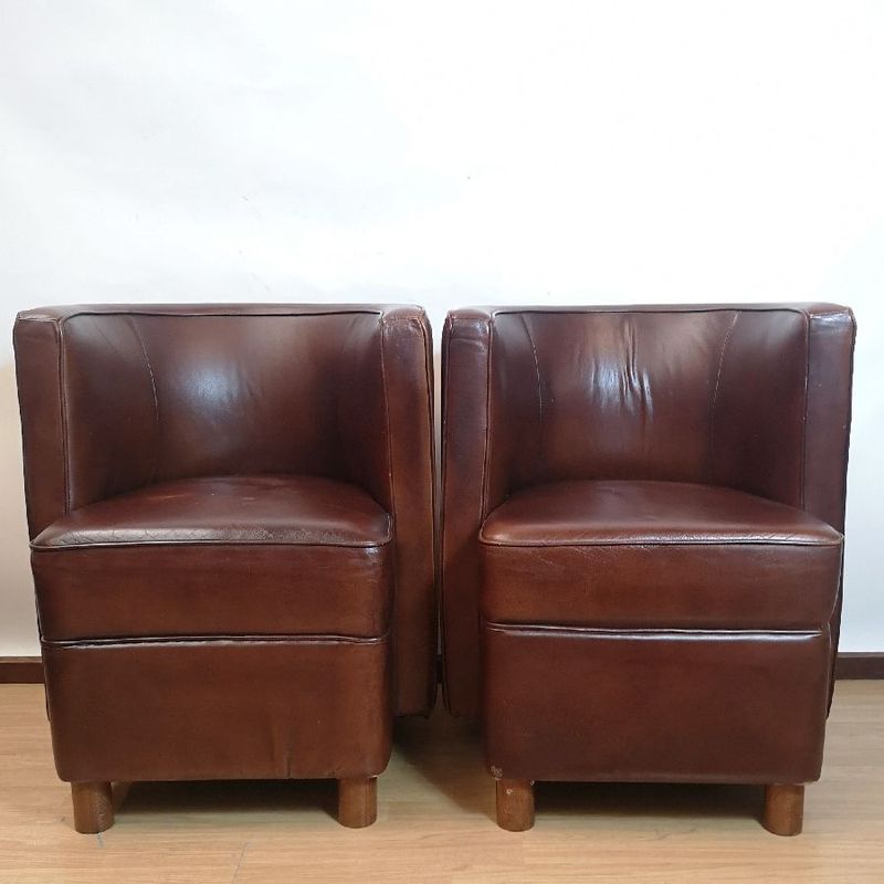 Par de Sillones de Polipiel Marrón