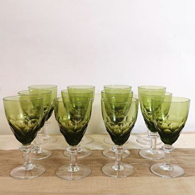 Juego Copas Cristal Verde