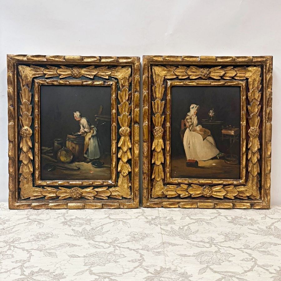 Pareja de Óleos Costumbristas Pareja de Óleos Costumbristas