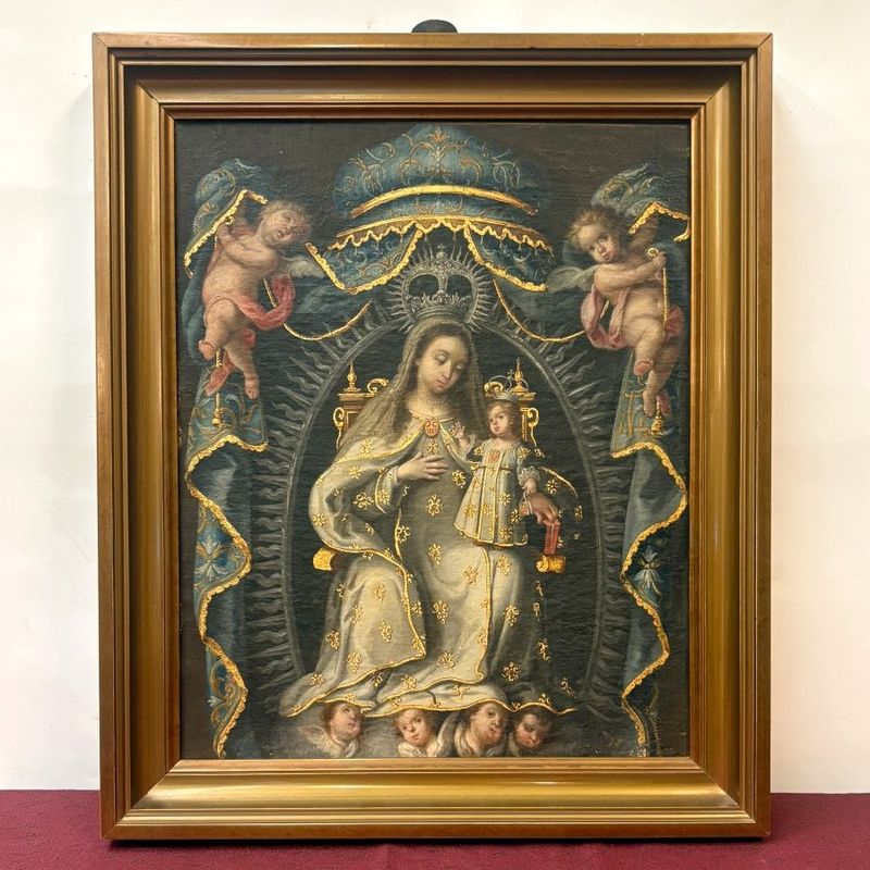 Cuadro al Óleo de Estilo Cuzqueño