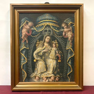 Cuadro al Óleo de Estilo Cuzqueño