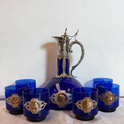 Juego Jarra y Vaso en Azul Cobalto