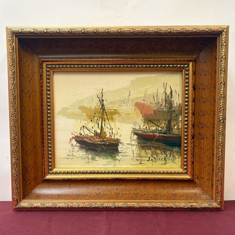 Óleo barcos del pintor Antonio Segrelles