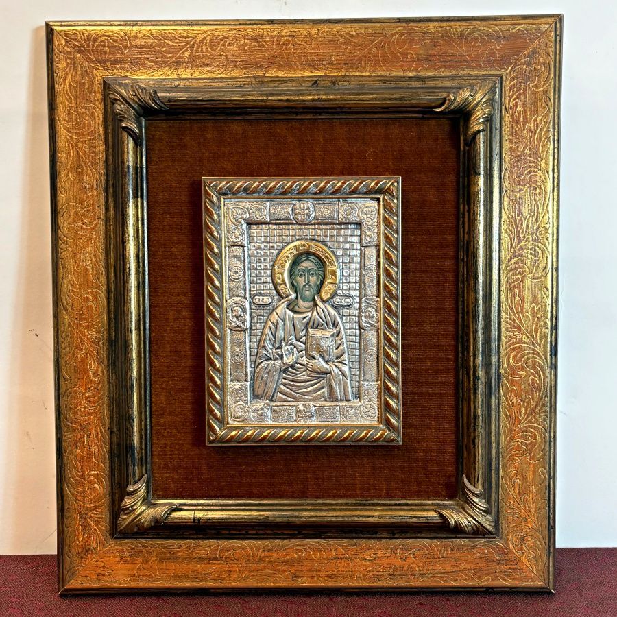 Icono Plateado de Jesús en Cuadro