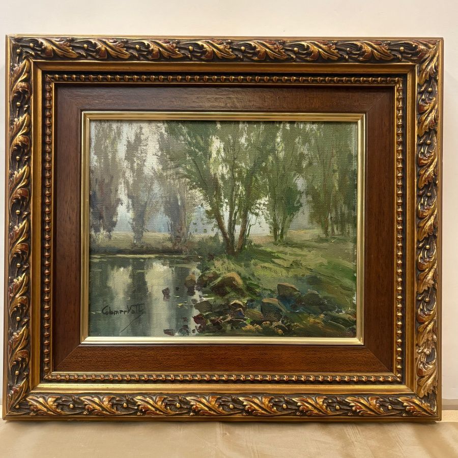 Óleo Ribera con Chopos