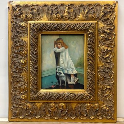 Óleo Niña y Perrito