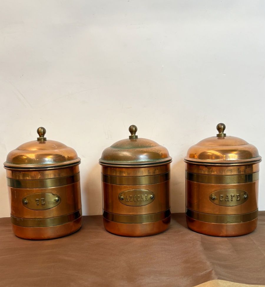 Tarros Vintage de Cobre y Metal Tarros Vintage de Cobre y Metal