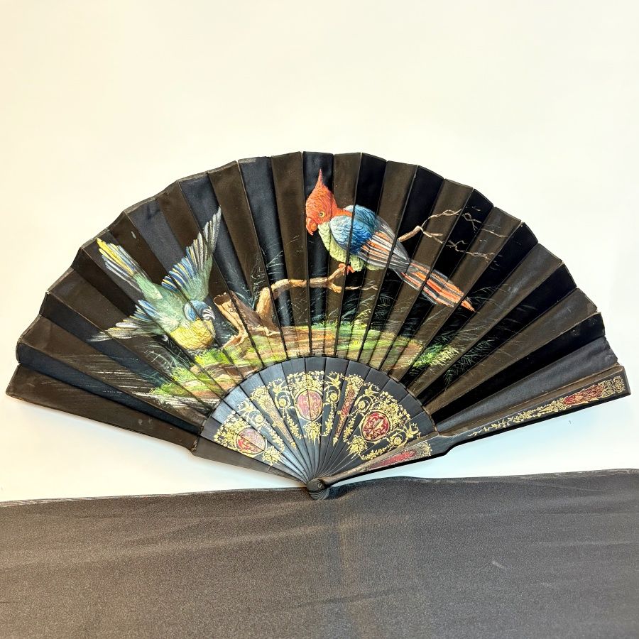 Antiguo Abanico Madera y Seda