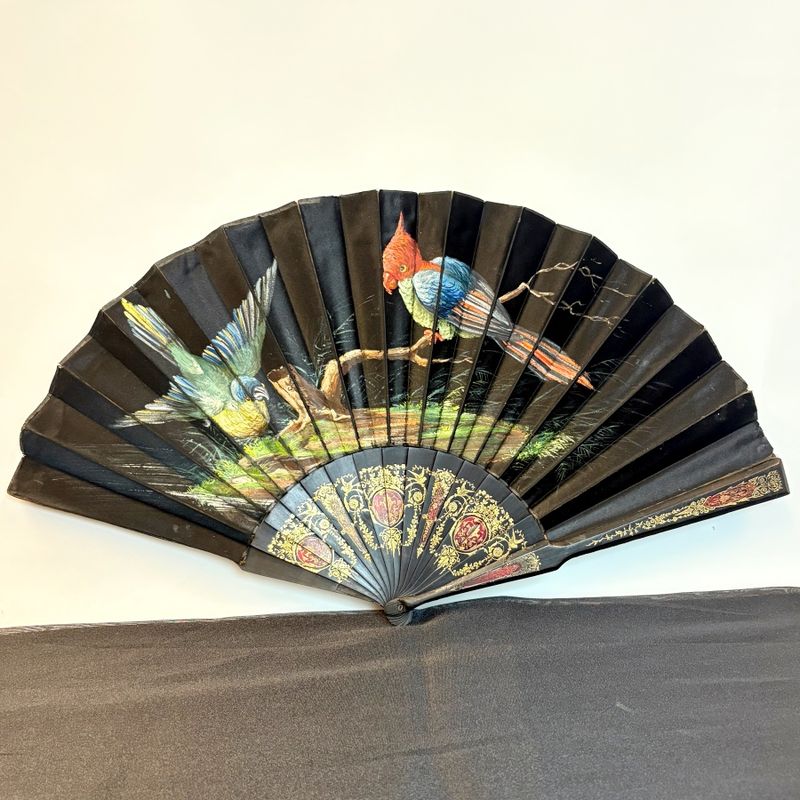 Antiguo Abanico Madera y Seda Antiguo Abanico Madera y Seda