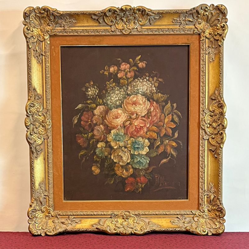 Bodegón Flores al Óleo Sobre Lienzo