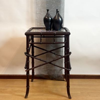 Mesita Auxiliar Bambú y Azulejos Mesita Auxiliar Bambú y Azulejos