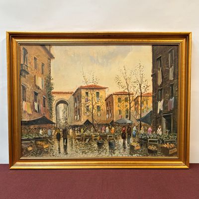 Óleo Impresionista el Mercado