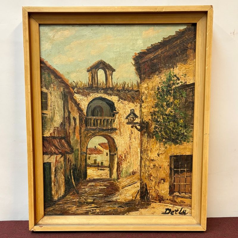 Óleo Rincón de Pueblo Antiguo