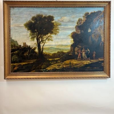 Paisaje Clásico con Escena Costumbrista