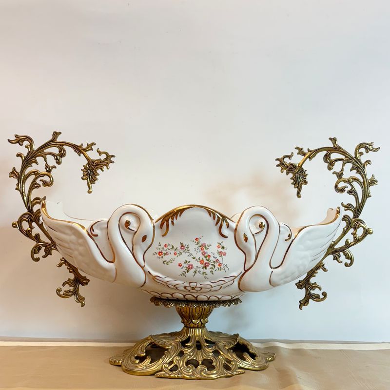 Centro Mesa Bronce y Cerámica