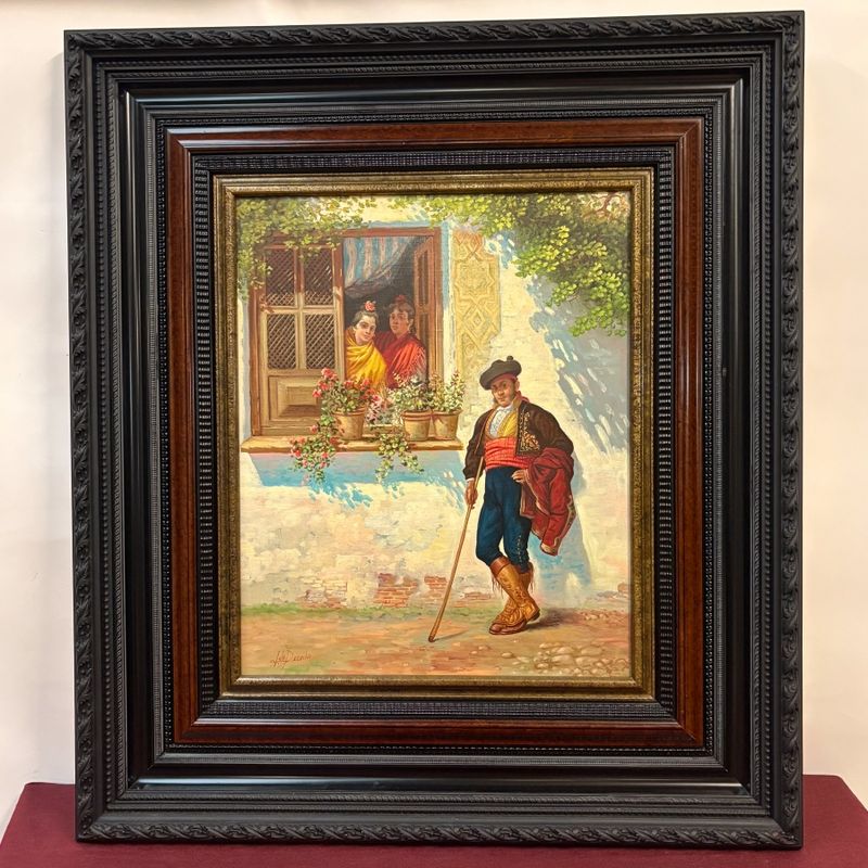 Óleo Costumbrista Firmado Pereda