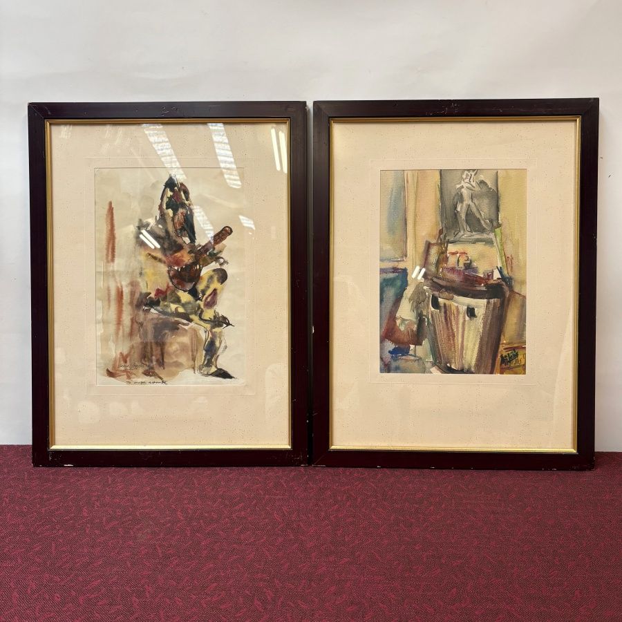 Par de Acuarelas Firmadas Govantes