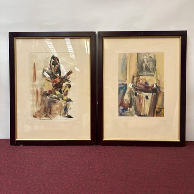 Par de Acuarelas Firmadas Govantes