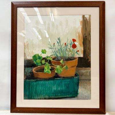 Acuarela Claveles y Geranios