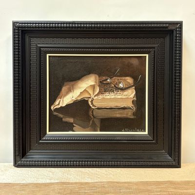 Óleo Sobre Lienzo, Bodegón Libro