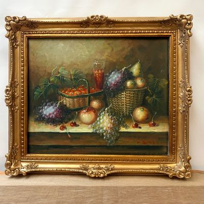 Bodegón con Cestas y Frutas Bodegón con Cestas y Frutas