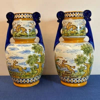 Pareja de Jarrones de Cerámica Talavera Pareja de Jarrones de Cerámica Talavera