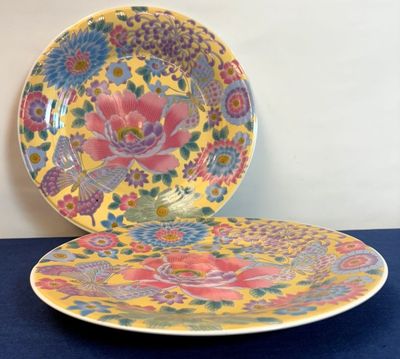 Par de Platos Flores y Mariposas Par de Platos Flores y Mariposas