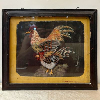 Cuadro Gallos Tallados y Pintados Cuadro Gallos Tallados y Pintados