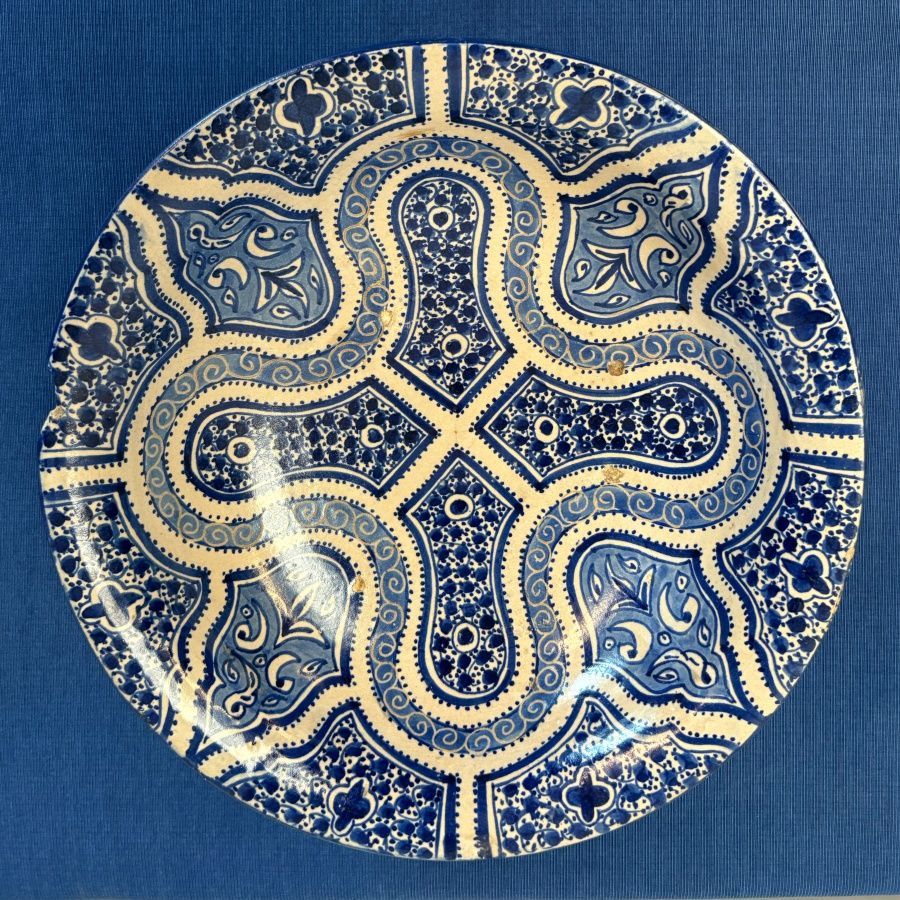 Plato Árabe Antiguo Azul de Fez